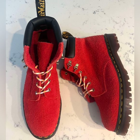 Dr.Martens  Men’s 939 Ben Suede Red Padded Collar Lace Up Boots New - Picture 5 of 16